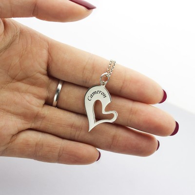 Breakable Heart Name Necklace for Couples Silver - The Handmade ™