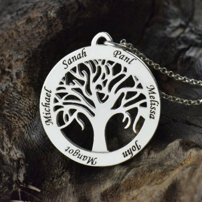 Tree Of Life Necklace Engraved Names in Silver - The Handmade ™
