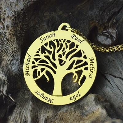 Tree of Life Jewellery Family Name Necklace in Gold - The Handmade ™