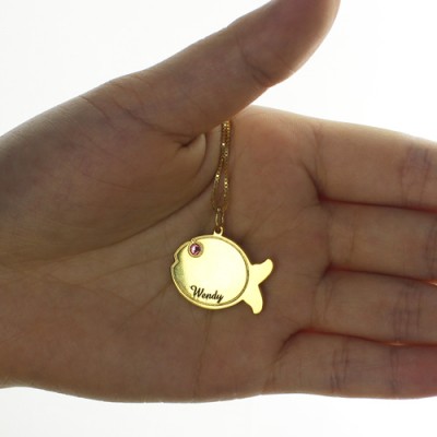 Kids Fish Name Necklace Gold - The Handmade ™