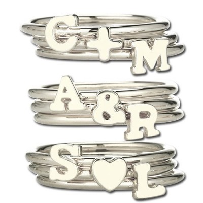 Stackable Midi Initial Ring Silver - The Handmade ™