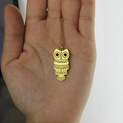 Cute Birthstone Owl Name Necklace Gold - The Handmade ™