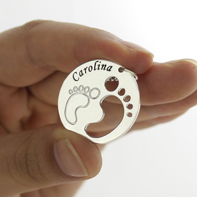 Baby Footprint Name Pendant Silver - The Handmade ™