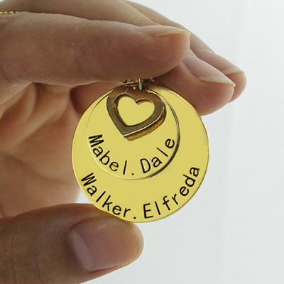 Disc Family Jewellery Necklace Engraved Name Gold - The Handmade ™