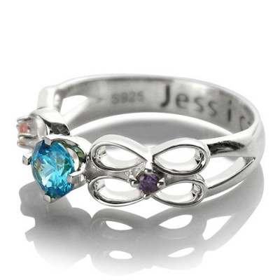Customised Infinity Promise Ring With Name Birthstone for Her Silver - The Handmade ™