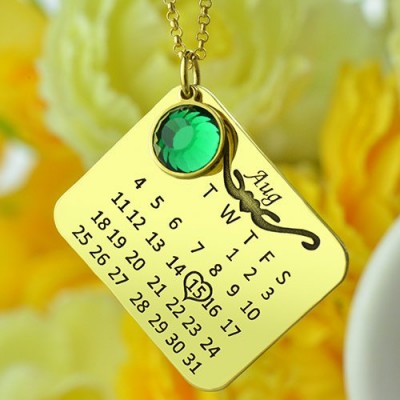 Birth Day Gifts - Birthday Calendar Necklace Gold - The Handmade ™