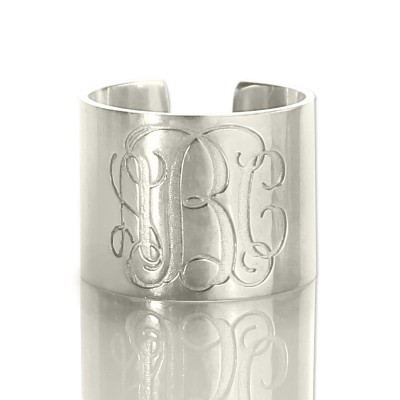 Personalised Monogram Cuff Ring Silver - The Handmade ™