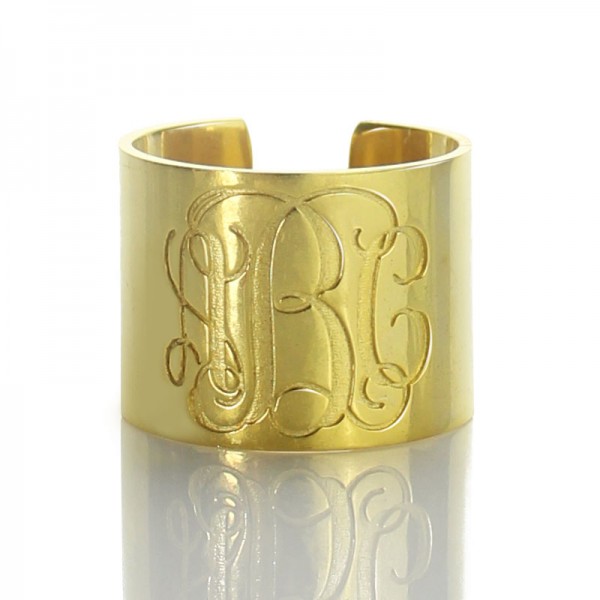Script Monogram Cuff Ring Gifts Gold - The Handmade ™