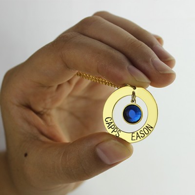 Circle Name Necklace With Birthstone - The Handmade ™
