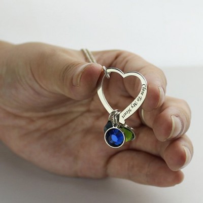 Open Heart Promise Phrase Necklace with Birthstone - The Handmade ™