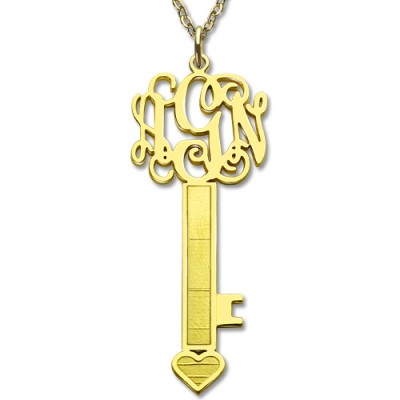 Gold Key Monogram Initial Necklace - The Handmade ™