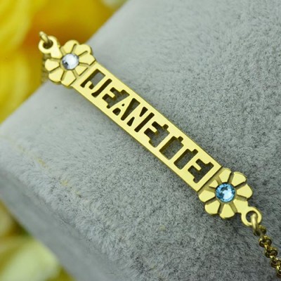 Birthstone Name Bracelet for Her Gold - The Handmade ™