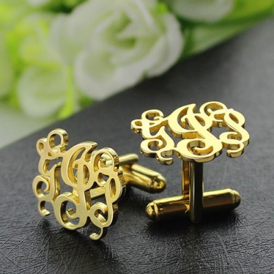 Monogrammed Cuff links Cut Out Initials Gold - The Handmade ™