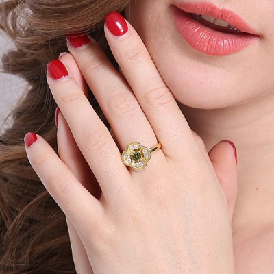 Blossoming Engagement Ring Engraved Birthstone Gold - The Handmade ™
