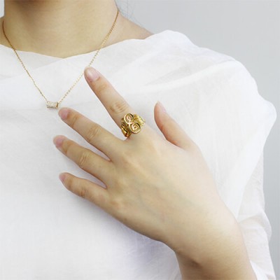 Interlocking Three Initials Monogram Ring Gold - The Handmade ™