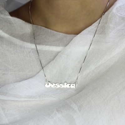 Kids Comic Name Necklace Silver - The Handmade ™