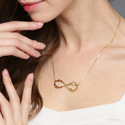 Heart Infinity Necklace 3 Names Gold - The Handmade ™