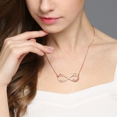 Heart Infinity Necklace 3 Names Rose Gold - The Handmade ™