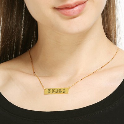 GPS Map Nautical Coordinates Necklace Gold - The Handmade ™