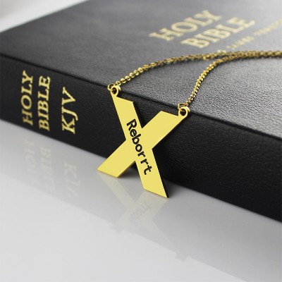 Gold Silver St. Andrew Name Cross Necklace - The Handmade ™