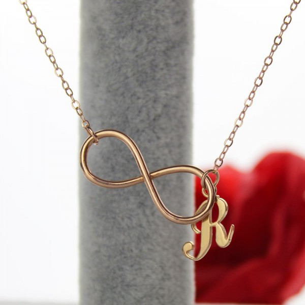 Rose Gold Infinity Initial Necklace - The Handmade ™