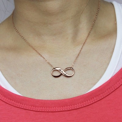 Rose Gold Engraved Infinity Necklace - The Handmade ™