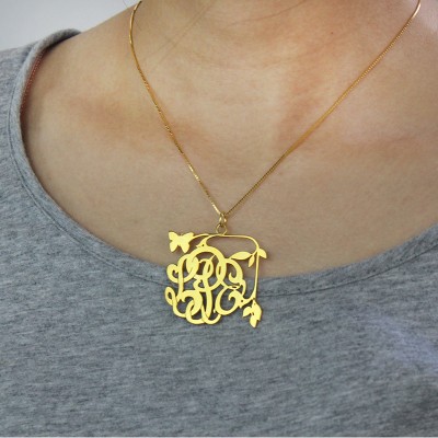 Vines Butterfly Monogram Initial Necklace Gold - The Handmade ™