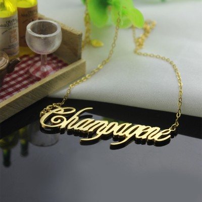 Gold Champagne Font Name Necklace - The Handmade ™