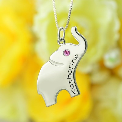 Good Luck Gifts - Elephant Necklace Engraved Name - The Handmade ™