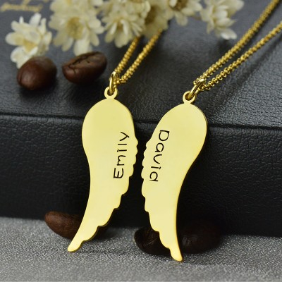 Matching Angel Wings Necklaces Set for Couple Gold - The Handmade ™