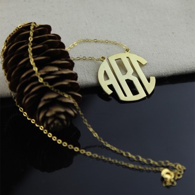 Gold Initial Block Monogram Pendant Necklace - The Handmade ™