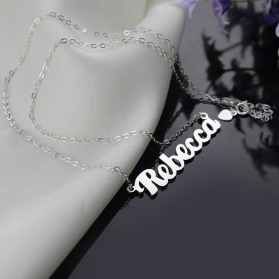 White Gold Puff Font Name Necklace - The Handmade ™