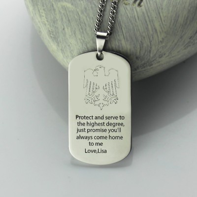 Man's Dog Tag Eagle Name Necklace - The Handmade ™