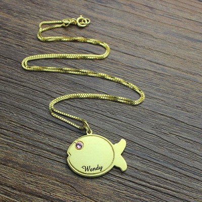 Kids Fish Name Necklace Gold - The Handmade ™