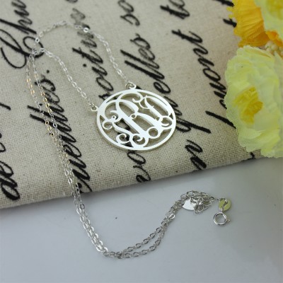 Circle White Gold Initial Monogram Name Necklace - The Handmade ™