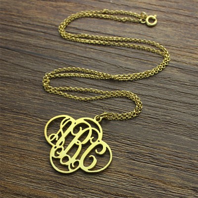 Cut Out Clover Monogram Necklace Gold - The Handmade ™