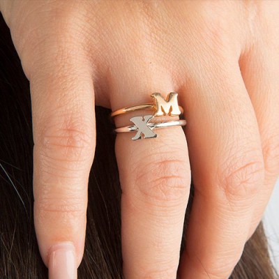 Personalised Women's Midi Initial Ring Silver - The Handmade ™