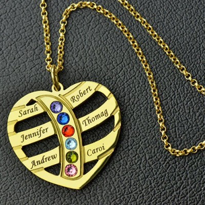 Mothers Necklace With Children Names Birthstones Gold - The Handmade ™