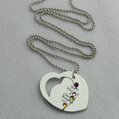 Heart Family Necklace With Birthstone Silver - The Handmade ™