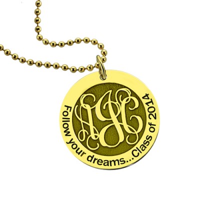 Follow Your Dreams Disc Monogram Necklace Gold - The Handmade ™