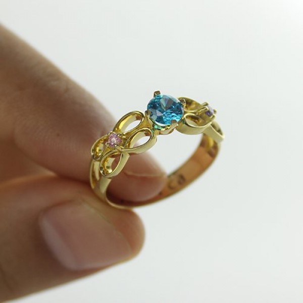 Birthstone Infinity Promise Ring With Name Gold - The Handmade ™