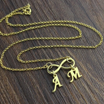 Infinity Pendant Double Initial Gold - The Handmade ™