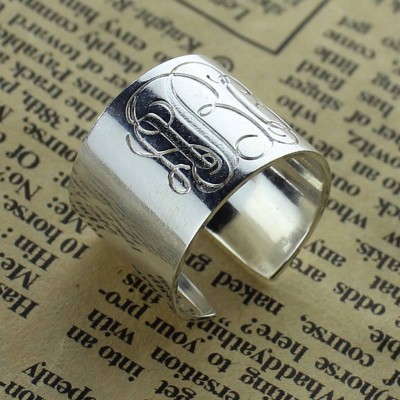 Personalised Monogram Cuff Ring Silver - The Handmade ™