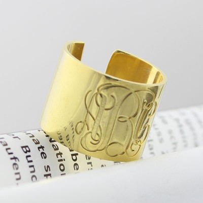 Script Monogram Cuff Ring Gifts Gold - The Handmade ™