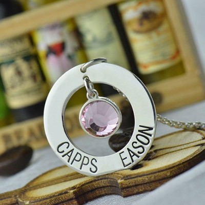 Personalised Circle Name Pendant With Birthstone Silver - The Handmade ™