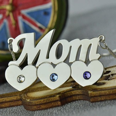 Mother Necklace With Children Birthstone Silver - The Handmade ™