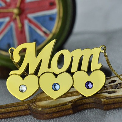 Moms Necklace With Children Birthstone In Gold - The Handmade ™