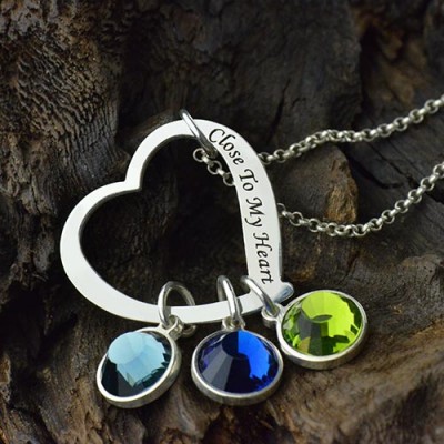 Open Heart Promise Phrase Necklace with Birthstone - The Handmade ™