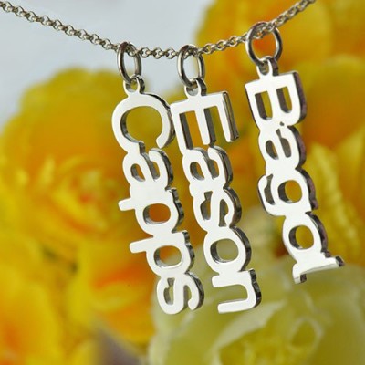 Customised Vertical Multi Names Necklace Silver - The Handmade ™