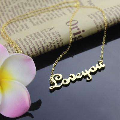 Gold French Font I Love You Name Necklace - The Handmade ™